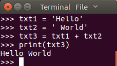 Micropython REPL example of a simple text join