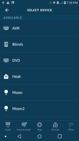 press BLINDS to assign ACTION DEVICE for the routine