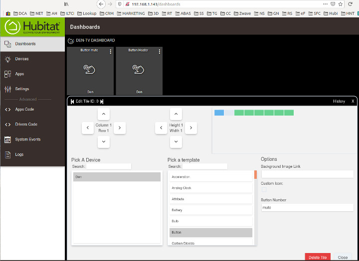 Hubitat dashboard button example
