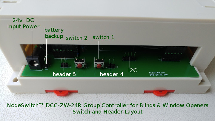 test switches for Z-Wave operation and header connections