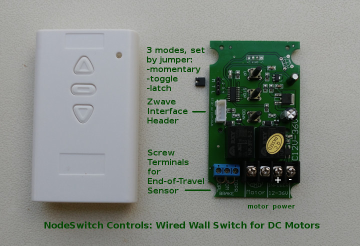 reversing switch for DC motors with zwave interface